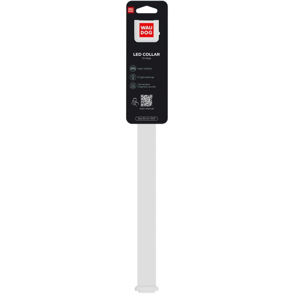 Waudog Led ошейник для собак S - прозрачный с подсветкой