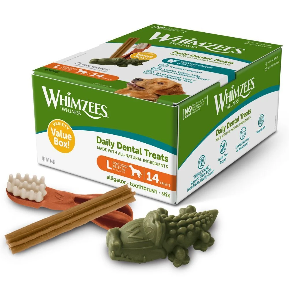 Ласощі для собак Whimzees Wellness Daily Dental Treats Variety Value Box L 14 шт 840 г
