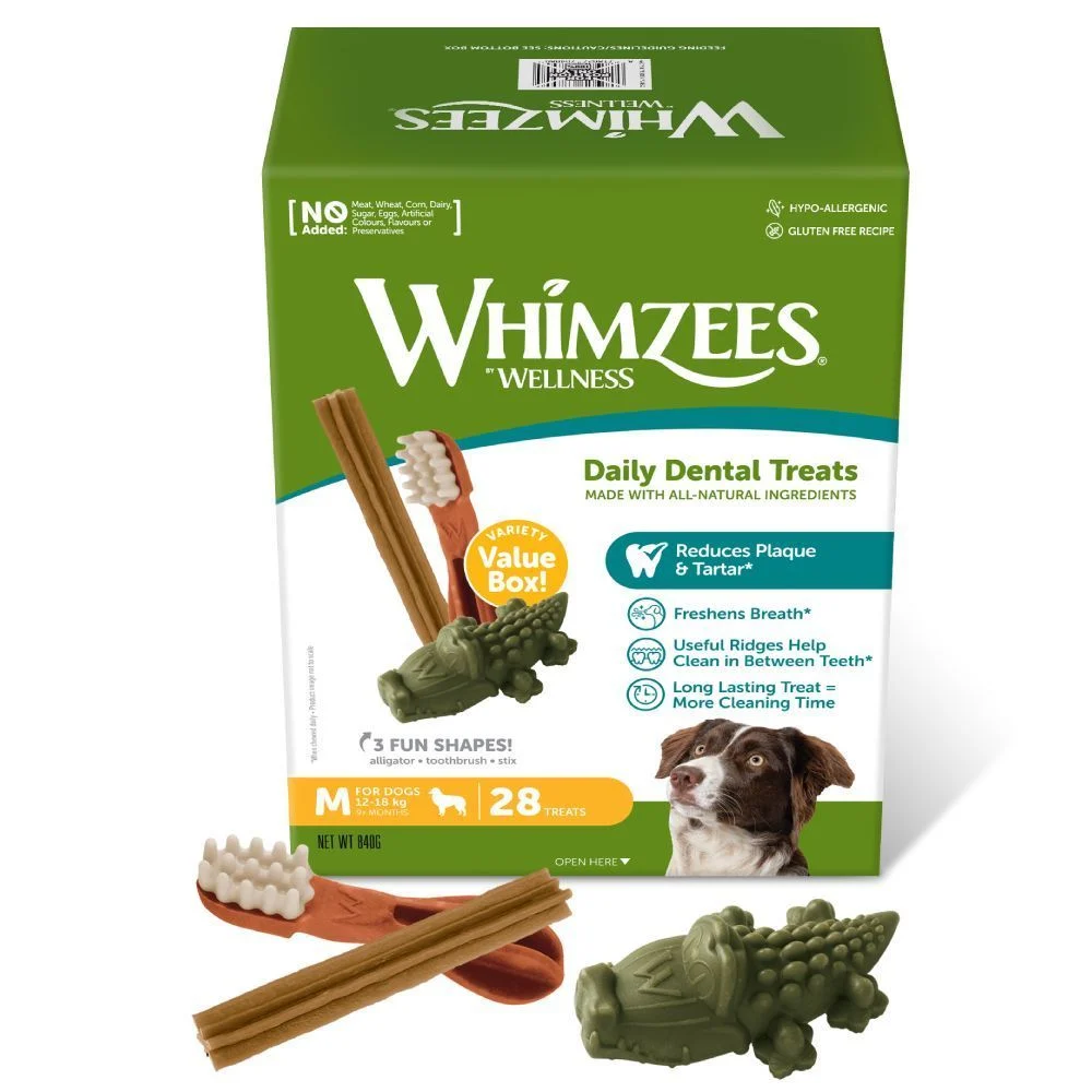 Лакомство для собак Whimzees Wellness Daily Dental Treats Variety Value Box М 28 шт 840 г фото 1 Лакомство для собак Whimzees Wellness Daily Dental Treats Variety Value Box М 28 шт 840 г фото 1