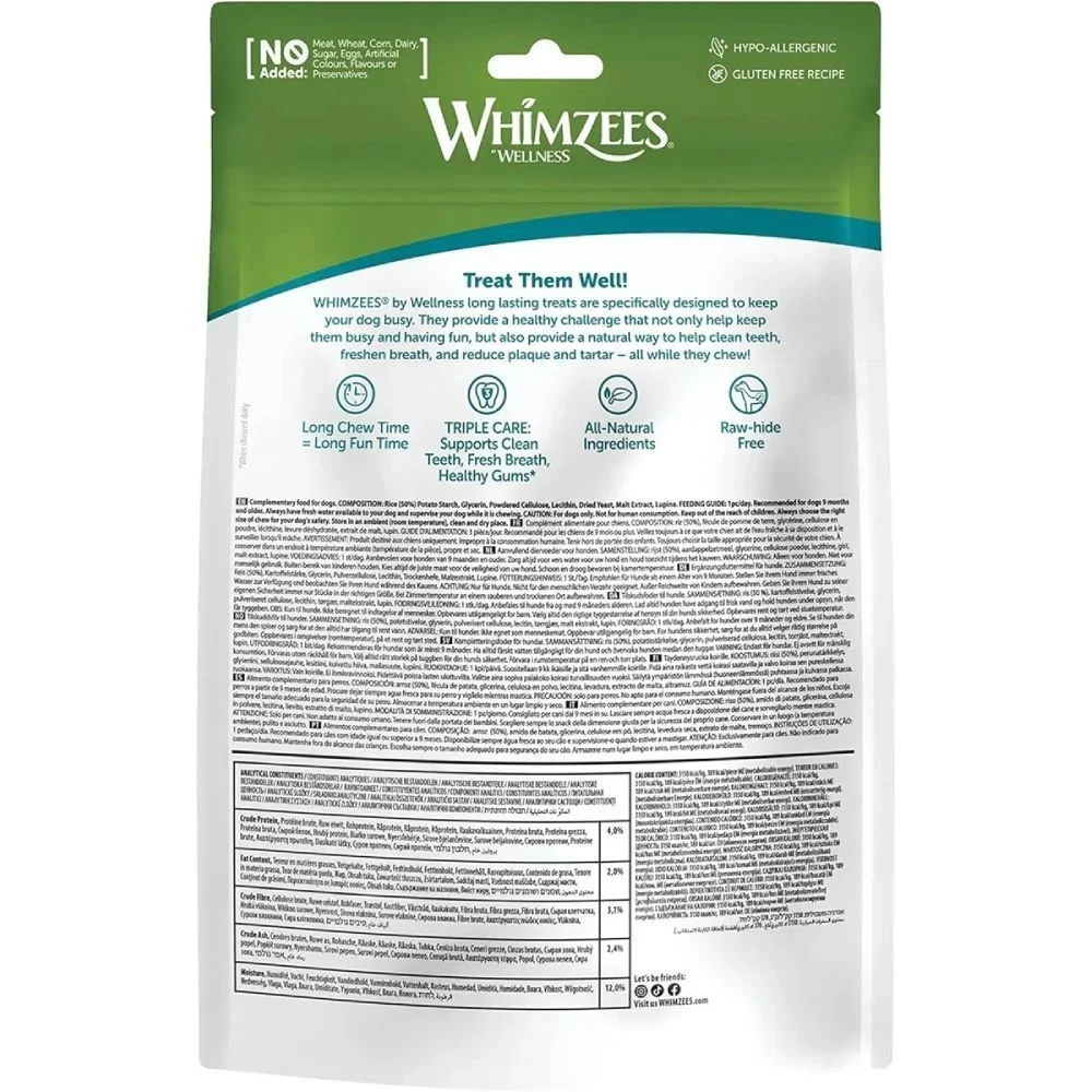 Ласощі для собак Whimzees Wellness Ricebone Daily Dental Treats M/L 9 шт 540 г
