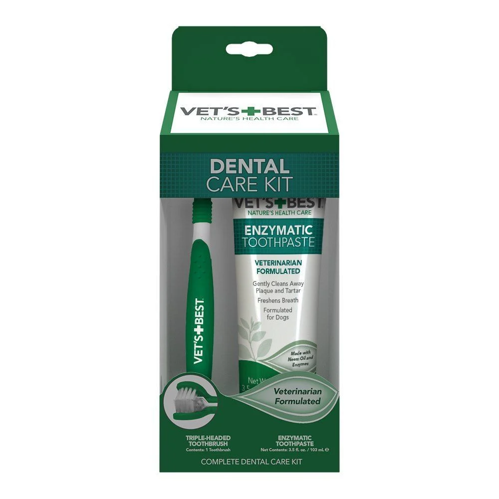 Зубна щітка та паста Vet`s Best Dental Care Kit 103 мл Зубна щітка та паста Vet`s Best Dental Care Kit 103 мл